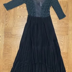 NWOT FP Freepeople Free People Long Black Dress Sz 2.  Crochet
